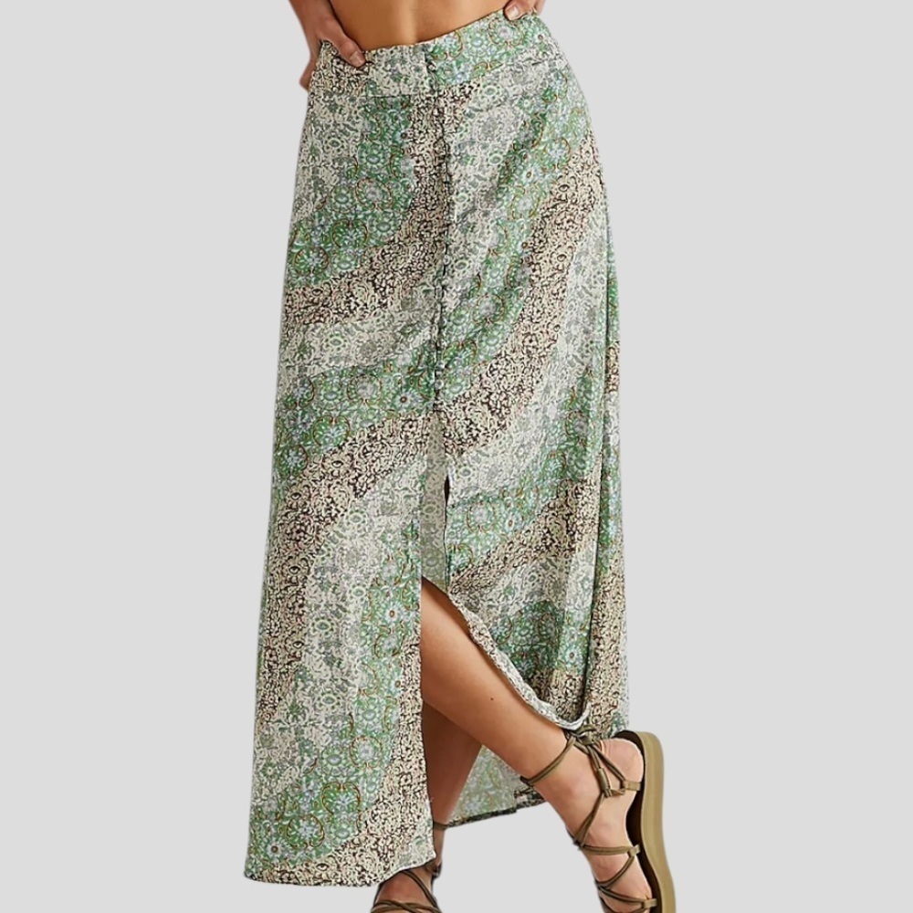 Like New Free People Sammy Button Down Maxi Skirt Size 0